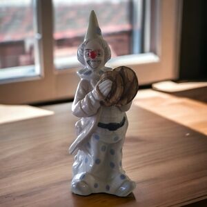 10" Unique Porcelain Pastel Color Clown Figurine